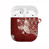 Tonga Ngatu Motifs AirPods Case With Coat Of Arms Red