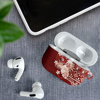Tonga Ngatu Motifs AirPods Case With Coat Of Arms Red
