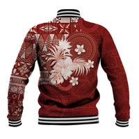 Tonga Ngatu Motifs Baseball Jacket With Coat Of Arms Red