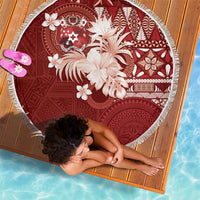 Tonga Ngatu Motifs Beach Blanket With Coat Of Arms Red