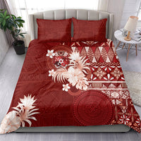 Tonga Ngatu Motifs Bedding Set With Coat Of Arms Red