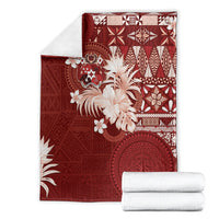 Tonga Ngatu Motifs Blanket With Coat Of Arms Red