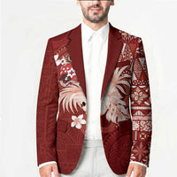 Tonga Ngatu Motifs Blazer With Coat Of Arms Red