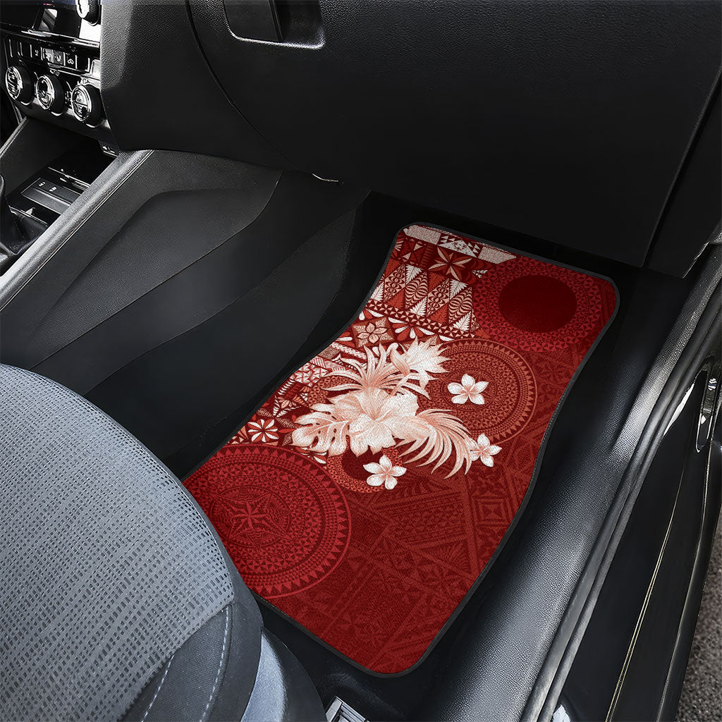 Tonga Ngatu Motifs Car Mats With Coat Of Arms Red