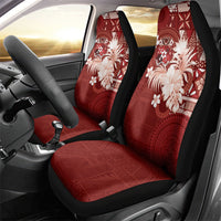 Tonga Ngatu Motifs Car Seat Cover With Coat Of Arms Red