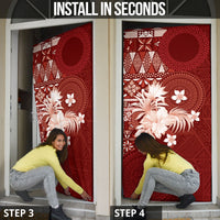 Tonga Ngatu Motifs Door Cover With Coat Of Arms Red