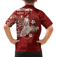 Tonga Ngatu Motifs Hawaiian Shirt With Coat Of Arms Red