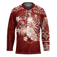 Tonga Ngatu Motifs Hockey Jersey With Coat Of Arms Red