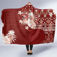 Tonga Ngatu Motifs Hooded Blanket With Coat Of Arms Red