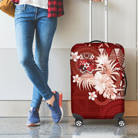 Tonga Ngatu Motifs Luggage Cover With Coat Of Arms Red
