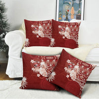 Tonga Ngatu Motifs Pillow Cover With Coat Of Arms Red
