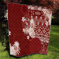 Tonga Ngatu Motifs Quilt With Coat Of Arms Red
