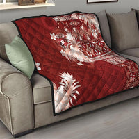 Tonga Ngatu Motifs Quilt With Coat Of Arms Red