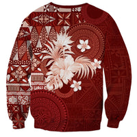 Tonga Ngatu Motifs Sweatshirt With Coat Of Arms Red