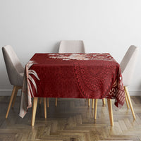 Tonga Ngatu Motifs Tablecloth With Coat Of Arms Red