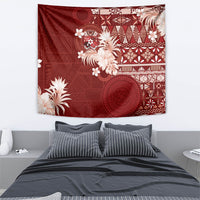 Tonga Ngatu Motifs Tapestry With Coat Of Arms Red