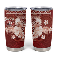 Tonga Ngatu Motifs Tumbler Cup With Coat Of Arms Red