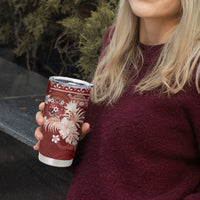 Tonga Ngatu Motifs Tumbler Cup With Coat Of Arms Red