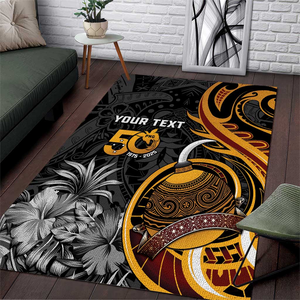Personalised Papua New Guinea Area Rug Happy 50th Independence Anniversary - Polynesian Pride