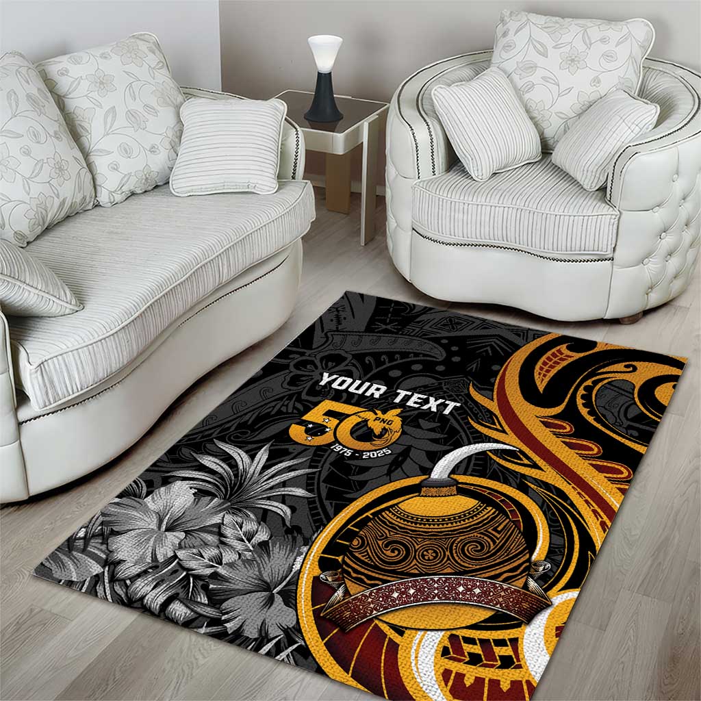 Personalised Papua New Guinea Area Rug Happy 50th Independence Anniversary - Polynesian Pride