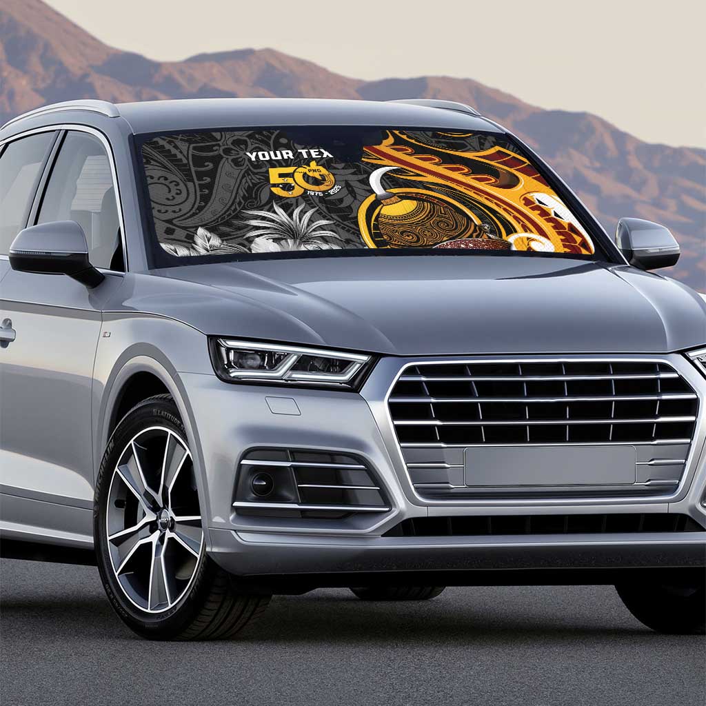 Papua New Guinea Auto Sun Shade Happy 50th Independence Anniversary - Polynesian Pride