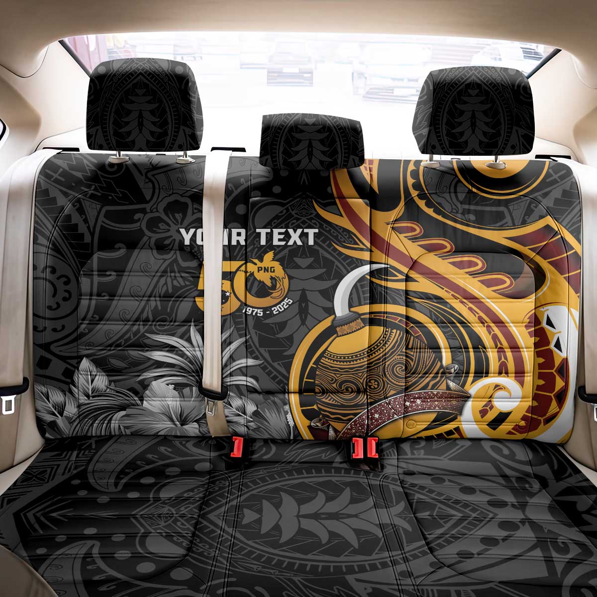 Personalised Papua New Guinea Back Car Seat Cover Happy 50th Independence Anniversary - Polynesian Pride