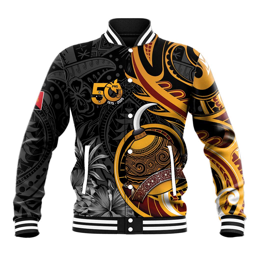 Personalised Papua New Guinea Baseball Jacket Happy 50th Independence Anniversary - Polynesian Pride