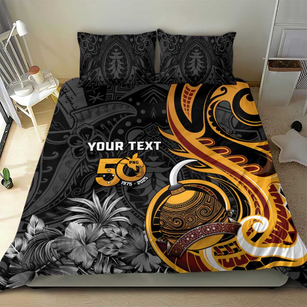Personalised Papua New Guinea Bedding Set Happy 50th Independence Anniversary - Polynesian Pride