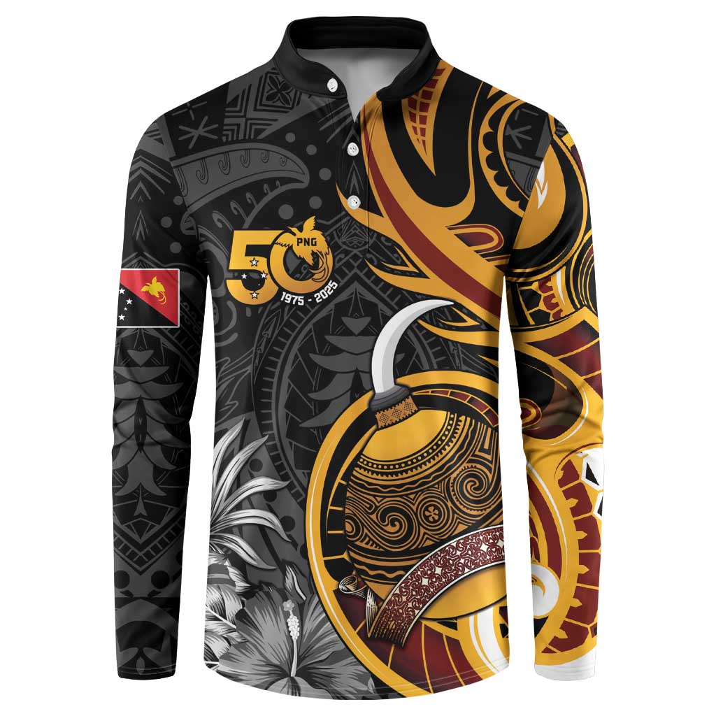 Personalised Papua New Guinea Button Sweatshirt Happy 50th Independence Anniversary - Polynesian Pride