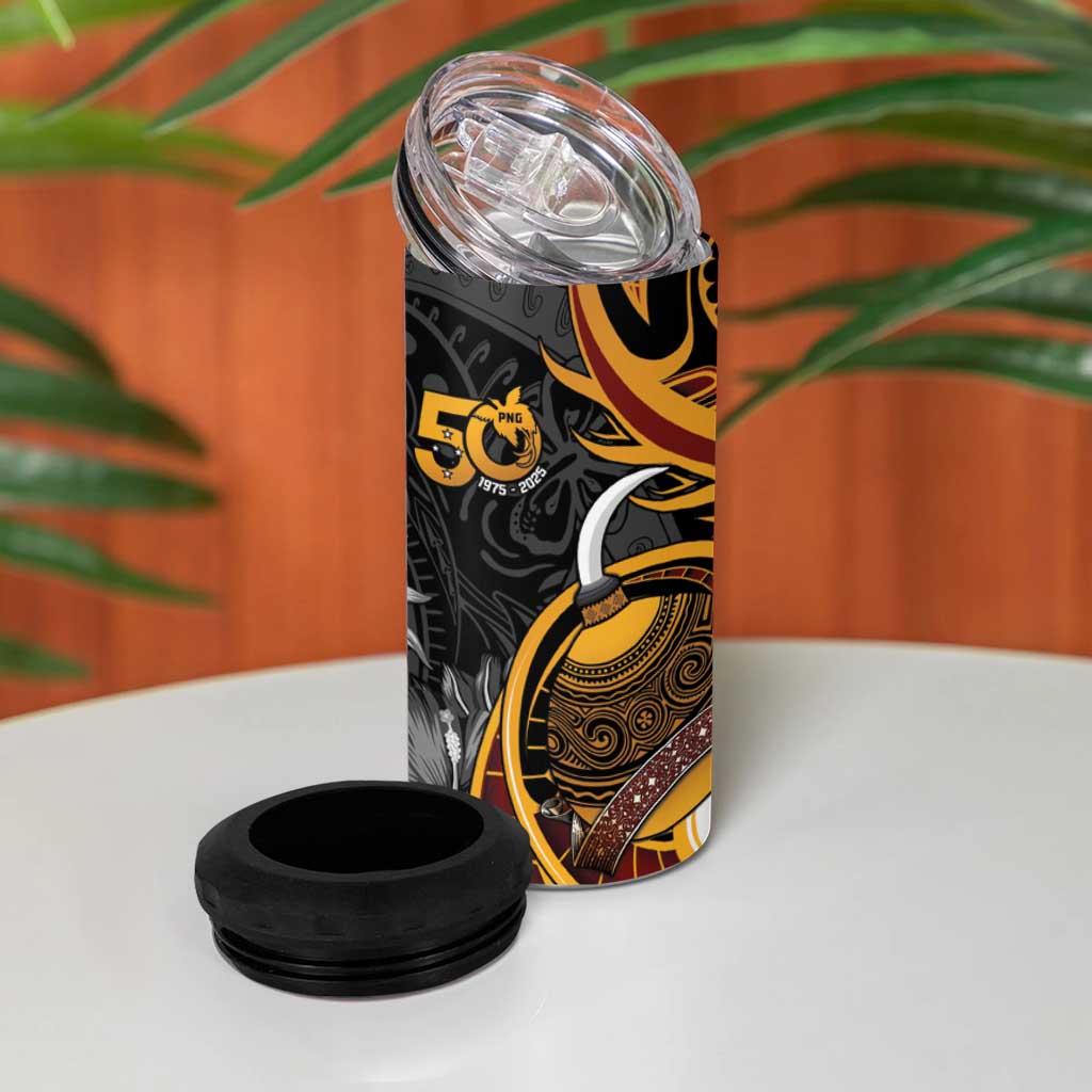 Personalised Papua New Guinea 4 in 1 Can Cooler Tumbler Happy 50th Independence Anniversary - Polynesian Pride