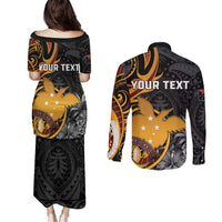 Personalised Papua New Guinea Couples Matching Puletasi and Long Sleeve Button Shirt Happy 50th Independence Anniversary - Polynesian Pride