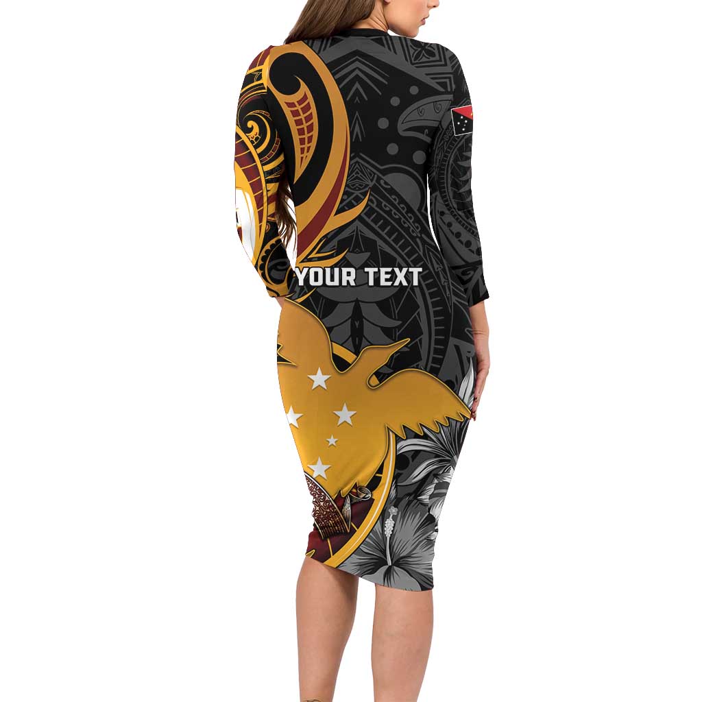 Personalised Papua New Guinea Family Matching Long Sleeve Bodycon Dress and Hawaiian Shirt Happy 50th Independence Anniversary - Polynesian Pride