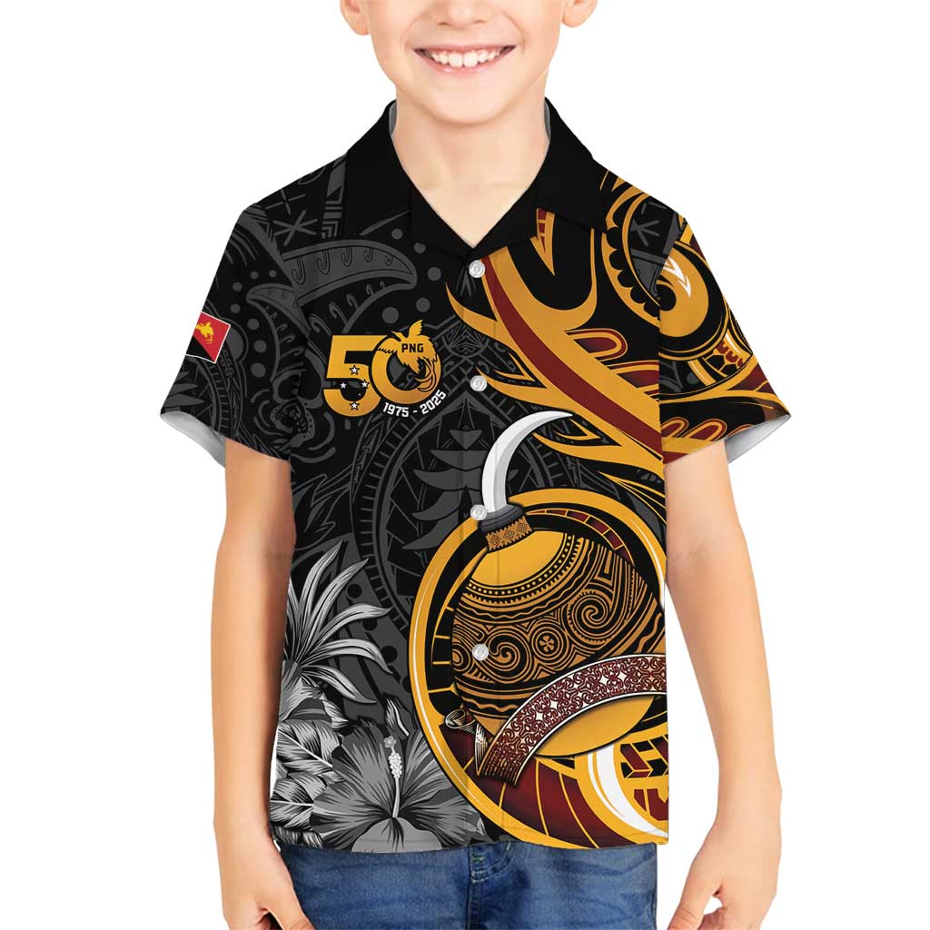 Personalised Papua New Guinea Family Matching Long Sleeve Bodycon Dress and Hawaiian Shirt Happy 50th Independence Anniversary - Polynesian Pride