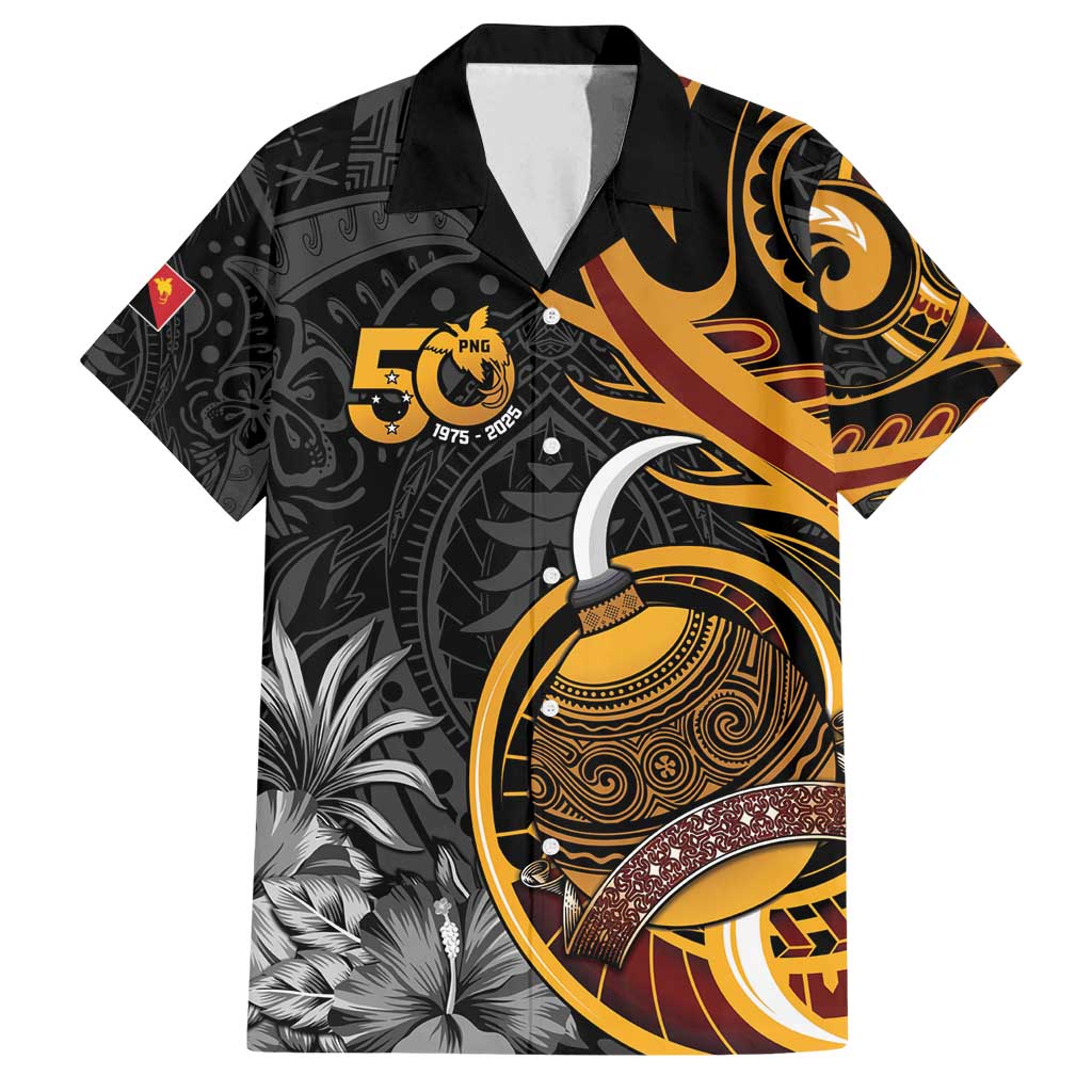 Personalised Papua New Guinea Family Matching Off Shoulder Maxi Dress and Hawaiian Shirt Happy 50th Independence Anniversary - Polynesian Pride