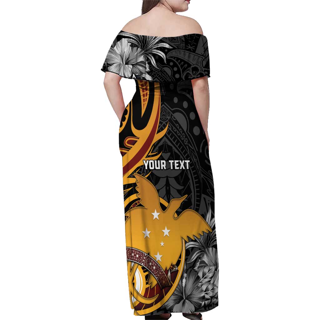 Personalised Papua New Guinea Family Matching Off Shoulder Maxi Dress and Hawaiian Shirt Happy 50th Independence Anniversary - Polynesian Pride
