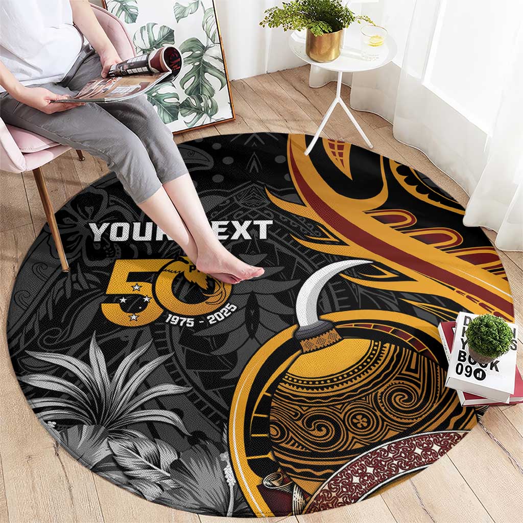 Personalised Papua New Guinea Round Carpet Happy 50th Independence Anniversary - Polynesian Pride