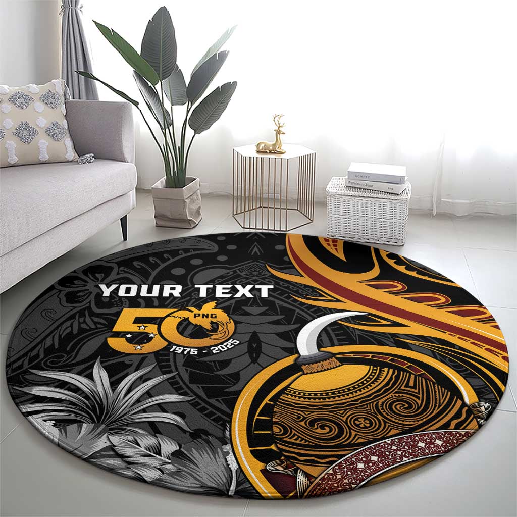 Personalised Papua New Guinea Round Carpet Happy 50th Independence Anniversary - Polynesian Pride