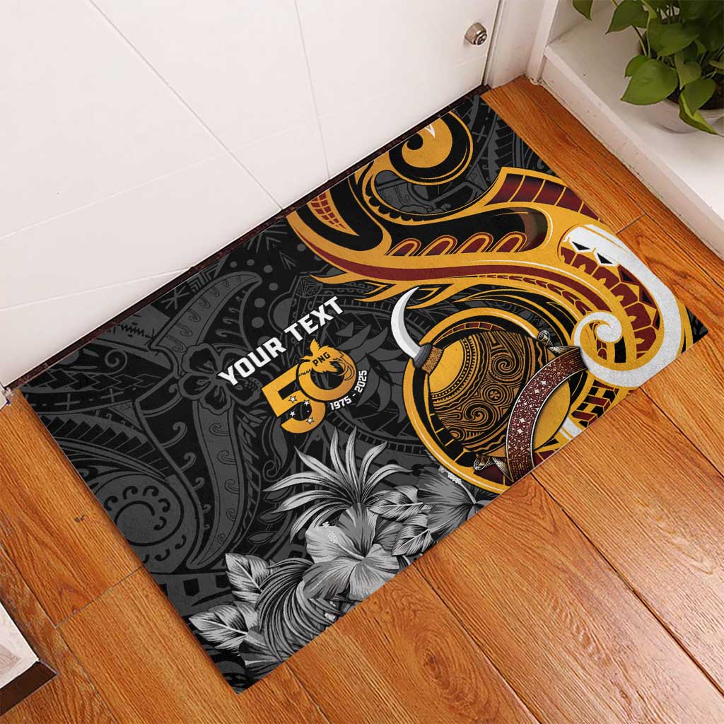 Personalised Papua New Guinea Rubber Doormat Happy 50th Independence Anniversary - Polynesian Pride