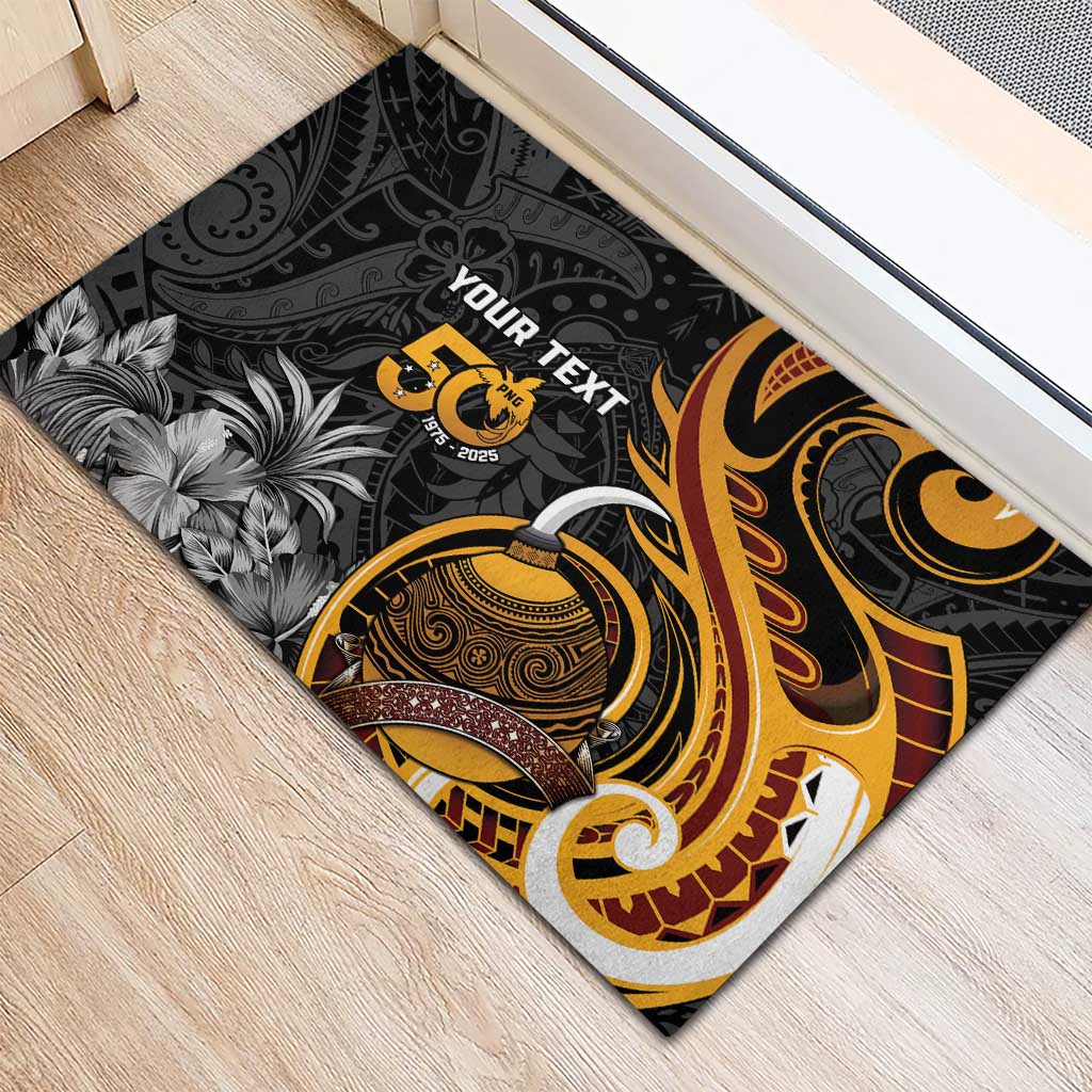 Personalised Papua New Guinea Rubber Doormat Happy 50th Independence Anniversary - Polynesian Pride