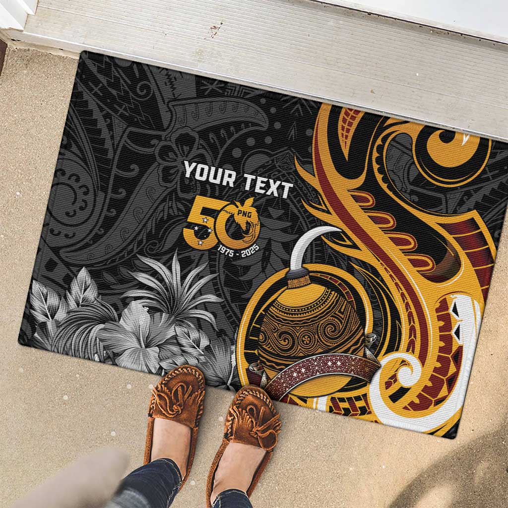Personalised Papua New Guinea Rubber Doormat Happy 50th Independence Anniversary - Polynesian Pride