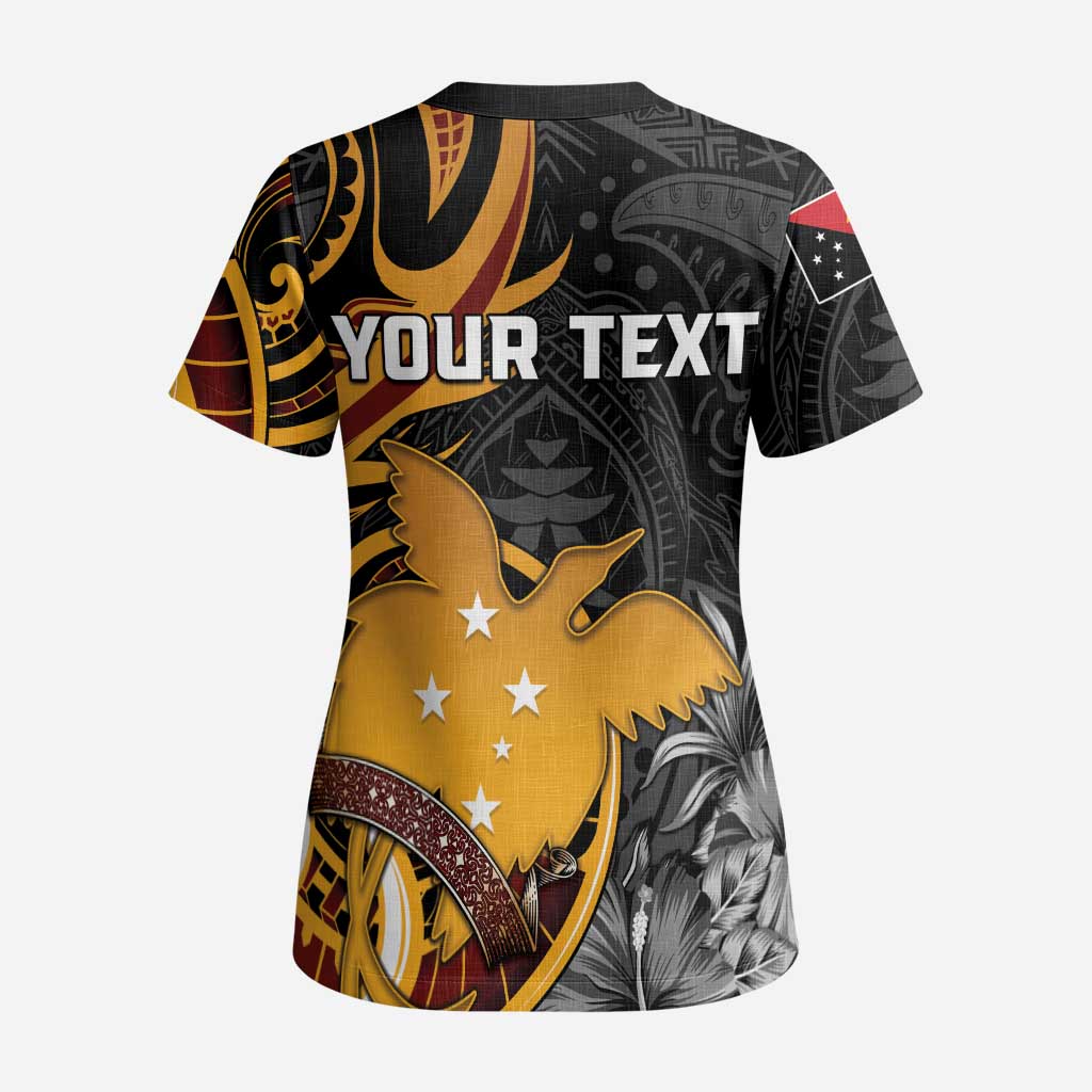 Personalised Papua New Guinea Scrub Top Happy 50th Independence Anniversary - Polynesian Pride