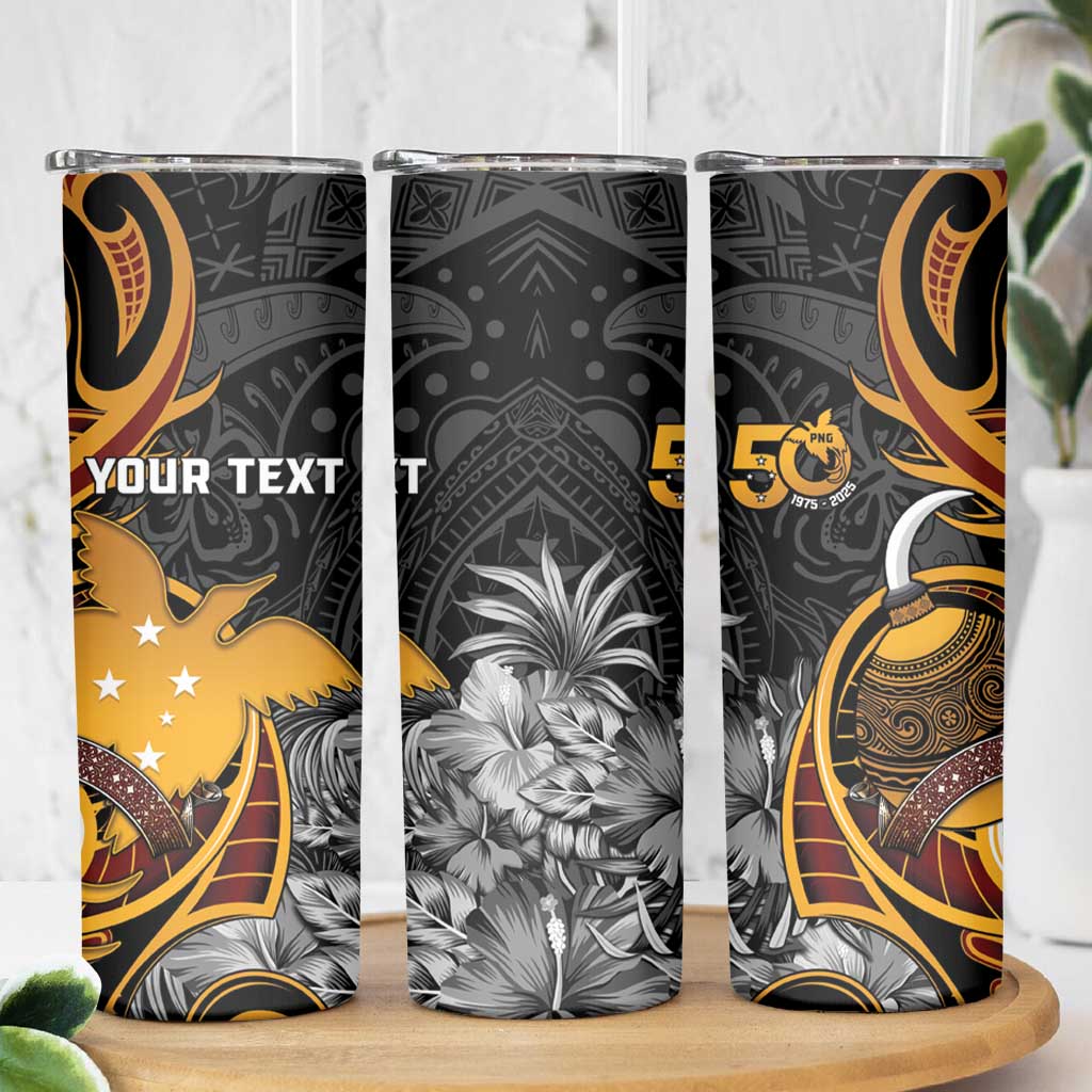 Personalised Papua New Guinea Skinny Tumbler Happy 50th Independence Anniversary - Polynesian Pride