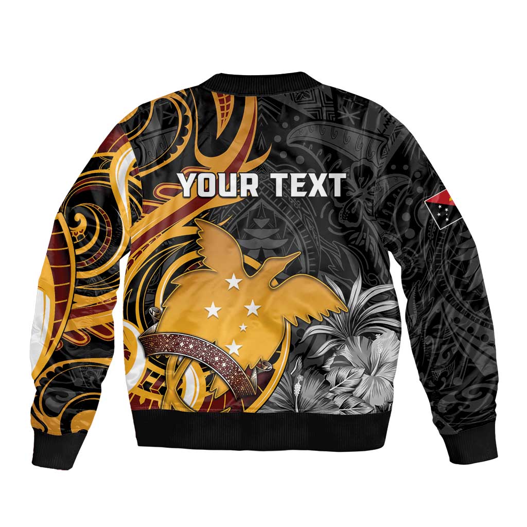 Personalised Papua New Guinea Sleeve Zip Bomber Jacket Happy 50th Independence Anniversary - Polynesian Pride