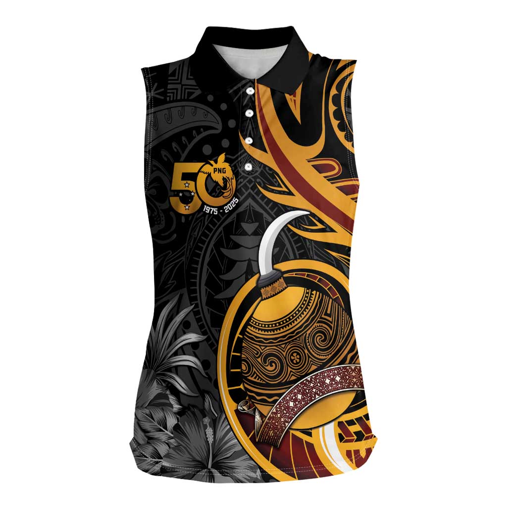 Personalised Papua New Guinea Women Sleeveless Polo Shirt Happy 50th Independence Anniversary - Polynesian Pride