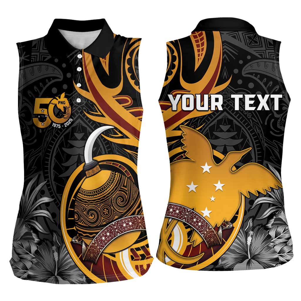 Personalised Papua New Guinea Women Sleeveless Polo Shirt Happy 50th Independence Anniversary - Polynesian Pride