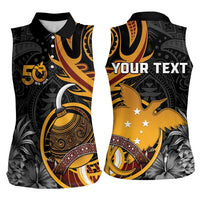Personalised Papua New Guinea Women Sleeveless Polo Shirt Happy 50th Independence Anniversary - Polynesian Pride
