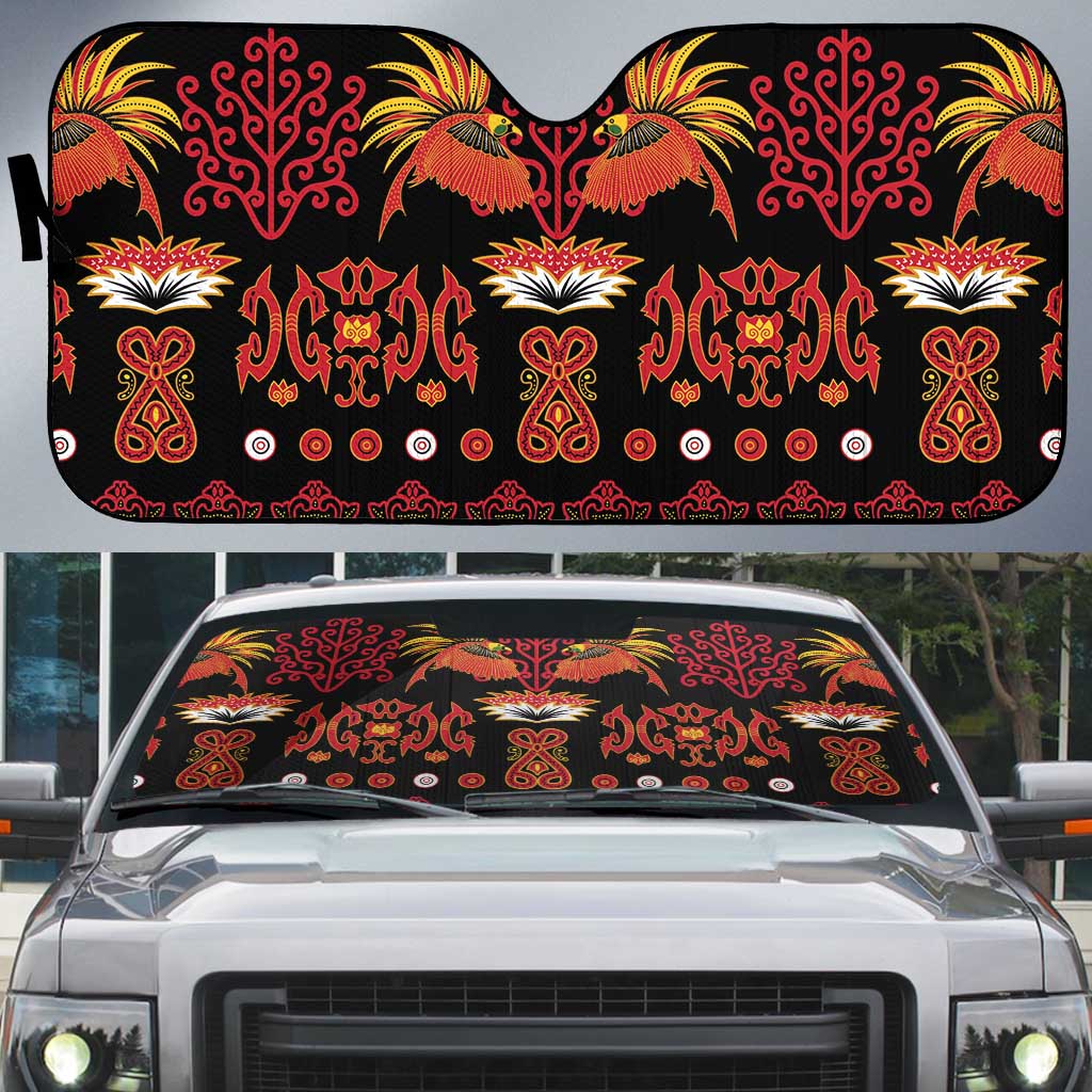 Papua Batik Motif Auto Sun Shade Papua Spirit Black Version LT05 Black - Polynesian Pride