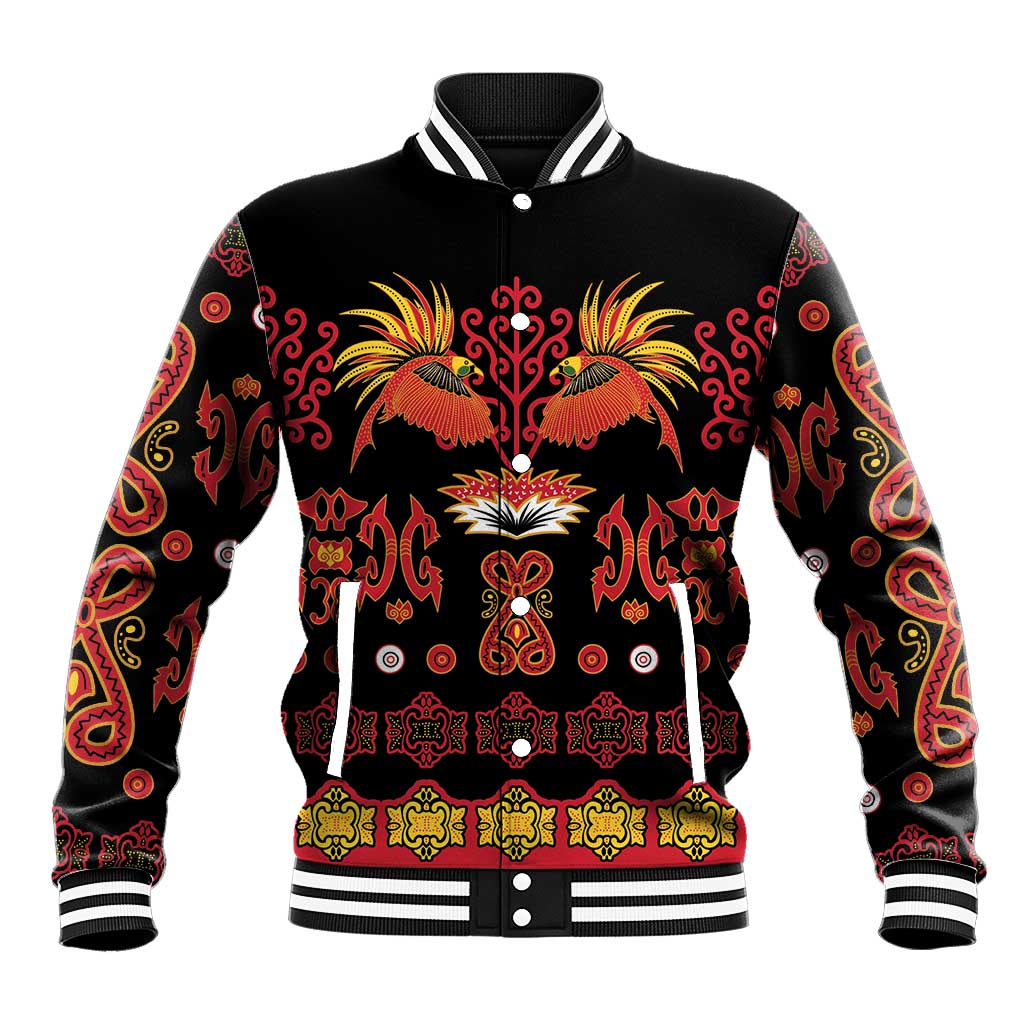 Papua Batik Motif Baseball Jacket Papua Spirit Black Version - Polynesian Pride