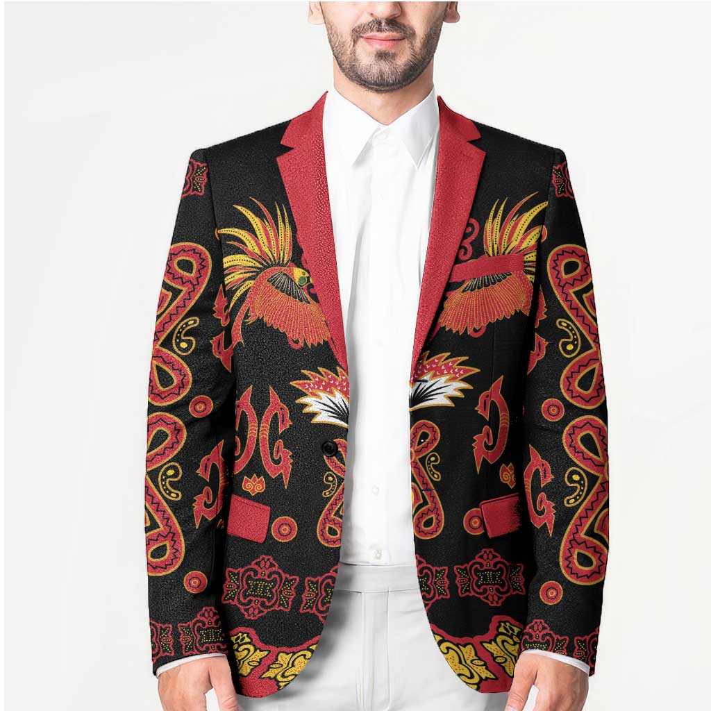 Papua Batik Motif Blazer Papua Spirit Black Version - Polynesian Pride