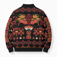 Papua Batik Motif Bomber Puffer Jacket Papua Spirit Black Version - Polynesian Pride